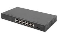 DIGITUS 24 Port Gigabit PoE Ethernet Netzwerk-Switch - Unmanaged - 24 RJ45 Ports + 2