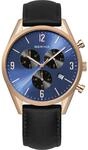 BERING Herren Quarz Uhr | Armbanduhr 42 mm ros&eacute;goldenes Edelstahlgeh&auml;use und blaues