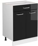 Vicco K&uuml;chenunterschrank R-Line, Schwarz Hochglanz, 60 cm | 1 Schublade &middot; Ohne