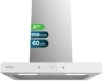 Cecotec Dunstabzugshaube 60 cm Flux TT 605500 Glas Wei&szlig; A++. 70W, Front aus wei&szlig;em