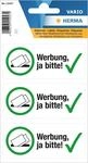 HERMA 15457 Werbung ja bitte Aufkleber wetterfest, 3 St&uuml;ck, 79 x 34 mm,
