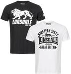 Lonsdale Herren T-Shirt Doppelpack Bylchau, Farbe:White/Black, Gr&ouml;&szlig;e:L