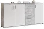 Stella Trading BOBBY Kommode in Beton-Optik, Wei&szlig; - Modernes Sideboard mit viel