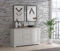 Forte ILOPPA Sideboard mit 3 Schubladen und 2 T&uuml;ren, Holzwerkstoff, Snowy