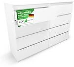 CDF Kommode Wei&szlig; mit 8 Schubladen 40 cm Tief Komodenschrank Komode f&uuml;r Wohnzimmer