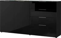 Germania Sideboard 3698-83 GW-Oakland, in Schwarz, mit Glasauflage, 184 x 102 x 42 cm