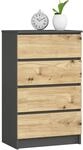AKORD Kommode K60 60 cm | 4 Schubladen | Schrank | f&uuml;r das Wohnzimmer | f&uuml;r...