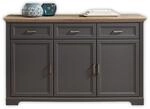 Stella Trading JASMIN Sideboard in Artisan Eiche Optik, Graphit - Kommode mit