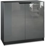 Vladon Sideboard Logan, Made in Germany, Kommode mit 2 T&uuml;ren, Schwarz matt/Grau