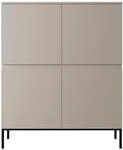 Selsey Kommode Schrank Aufbewahrungsschrank 100 cm 4 T&uuml;ren 8 F&auml;cher Beige Schwarze