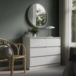 Home Collective Kommode mit 6 Schubladen Kommode wei&szlig; Holz Schrank mit Schubladen