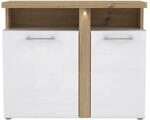 FORTE Tuluza Kommode mit 2 T&uuml;ren, Holzwerkstoff, Wei&szlig;/ Artisan Eiche kombiniert mit