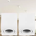 2er Set Aufbauspot GU10 schwenkbar eckig wei&szlig; - Aufbaustrahler Aluminium 230V -