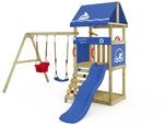 Wickey Spielturm DinkyHouse mit Schaukelanbau - Blaue Rutsche & Plane - Kinder