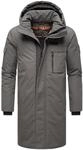 STONE HARBOUR Herren warmer Wintermantel lang mit abnehmbarer Kapuze und magnetischer