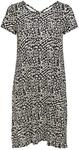ONLY Damen Onlbera Back Lace Up S/S Dress JRS Noos, Black/AOP:Eggnog Leo, S