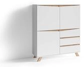 byLIVING Highboard Valentin/Sideboard matt wei&szlig; mit Absetzung in