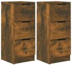 vidaXL Sideboards 2 STK. R&auml;uchereiche 30x30x70 cm Holzwerkstoff