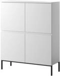 Selsey Kommode Schrank Aufbewahrungsschrank 100 cm 4 T&uuml;ren 8 F&auml;cher Wei&szlig; Schwarze