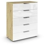 Rauch M&ouml;bel Flipp, Kommode, Farbe Glas Wei&szlig;/Eiche Artisan, Breite 80 cm 