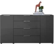 Sideboard Kommode SANTORIN Anthrazit 180 cm breit mit Glasfront, Schrank Korpus in