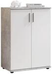 Stella Trading BOBBY Kommode in Beton-Optik, Wei&szlig; - Modernes Sideboard mit viel