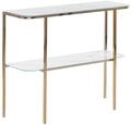 Beliani Konsolentisch Marmor Optik wei&szlig; Glas mit goldenen Metallbeinen...