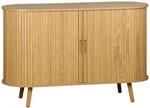 sweeek - Skandinavisches Sideboard, 2 Schiebet&uuml;ren, 4 F&auml;cher, B 120 x T 40 x H 75