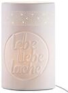 GILDE Porzellan Lampe - Tischlampe Ellipse lebe liebe lache - Dekoration Wohnzimmer -