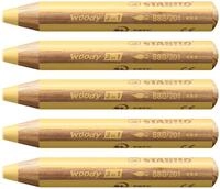 STABILO - Buntstift, Wasserfarbe & Wachsmalkreide - woody 3 in 1 - 5er Pack -
