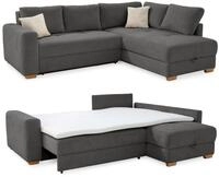 luma-Home 15211/ Ecksofa-Dauerschl&auml;fer, Boxspringpolsterung, Dunkelgrau