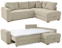 luma-Home 15212/ Ecksofa-Dauerschl&auml;fer, Boxspringpolsterung, Beige Grau