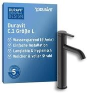 Duravit C.1 Waschtischarmatur, Gr&ouml;&szlig;e L (Auslauf H&ouml;he 173 mm). Wasserhahn Bad mit