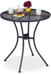 Relaxdays Gartentisch, mit Schirmloch, Gitter-Optik, wetterfest, Stahl, HxD: 72 x 70
