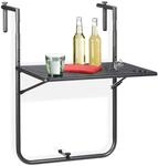 Relaxdays Balkonh&auml;ngetisch klappbar, 3-Fach h&ouml;henverstellbar, Rattan-Optik,