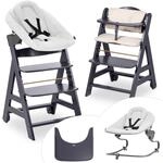 hauck Beta+ Hochstuhl Newborn Set mit Premium Bouncer - Dark Grey | Mitwachsender