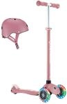 GLOBBER Primo Plus Lights &ndash; Tretroller und Helm Kinder, 120/80 mm, 3-r&auml;drig,