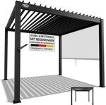 Juskys Lamellendach Tahiti 3x3 m - Stahl Pergola - Terrassen&uuml;berdachung stabil...
