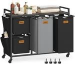 VASAGLE W&auml;schekorb, W&auml;schesammler, W&auml;schesortierer, Rollen, W&auml;schewagen mit