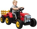 HOMCOM Elektrischer Traktor mit Anh&auml;nger 12V Kinder Aufsitztraktor mit 2,4G