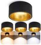 SSC-LUXon OLINO Deckenlampe Spot 4 St&uuml;ck schwarz gold wechselbare Optik -