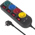 Maclean MCE229 B Verl&auml;ngerungskabel f&uuml;r Steckdosen, 4 Steckdosen + 2 x USB mit