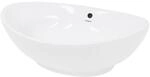 ECD Germany Waschbecken Waschtisch 590x390x200 mm Wei&szlig; aus Keramik Oval -