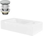 ML-Design Waschbecken aus Keramik in Wei&szlig; 46x26x11 cm Eckig, klein, Hahnloch...