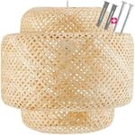tectake&reg; Lampe, gewebte Deckenlampe, Deckenleuchte aus Bambus, Pendelleuchte Korb