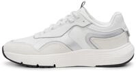 Marc OߴPolo Damen Sneaker flach aus Leder sportlich, Wei&szlig; (White/Silver), 36