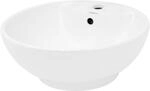 ECD Germany Design Waschbecken Waschtisch &Oslash; 455 x 185 mm aus Keramik Rund...