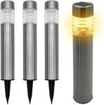 Spetebo Edelstahl Solar Gehwegleuchte 42 x 8 cm - 4er Set in silber - Garten