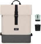 LARKSON Rucksack Damen & Herren Sand Grau - Tammo - Rolltop Daypack f&uuml;r Arbeit Uni
