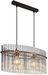 H&auml;ngeleuchte Rauchglas Pendelleuchte schwarz matt Wohnzimmerlampe Glasst&auml;be...